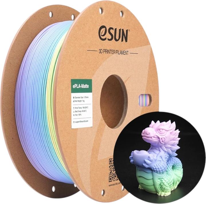 Image du produit eSUN ePLA-Matte Rainbow Macaron Filament 1.75mm 1Kg (PLA, 1.75 mm, 1000 g, Multicolore)