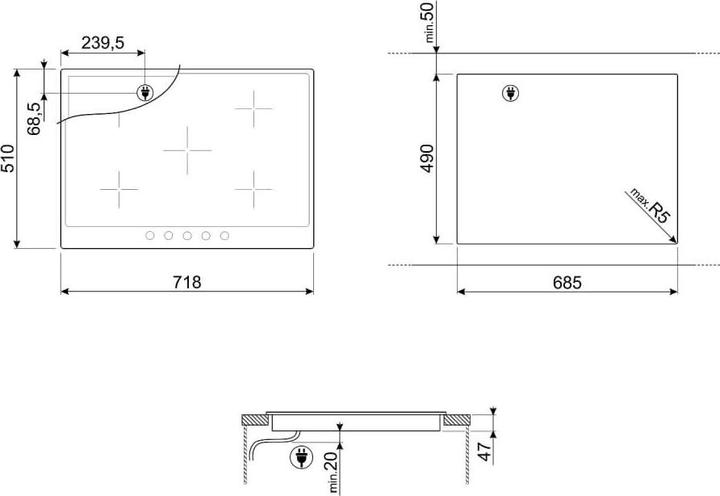 Produktbild Smeg P875AO Glaskeramikkochfeld, 72 cm, Schwarze Glaskeramik, anthrazit (71.80 cm, Glaskeramik Kochfeld)