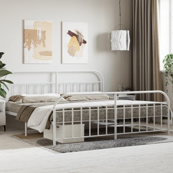 Image du produit VidaXL Bettgestell mit Kopf- und Fussteil Metall Weiss 200x200 (200 x 200 cm)