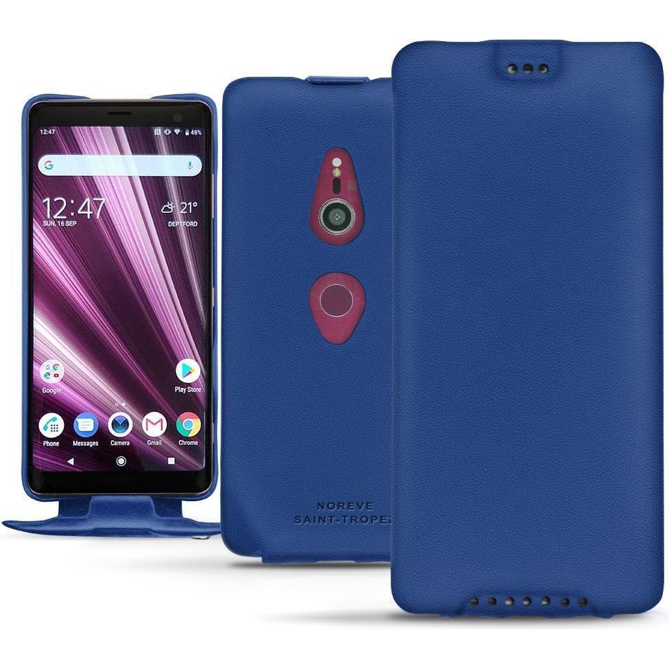 Noreve Lederschutzhülle vertikal (Sony Xperia XZ3), Smartphone Hülle, Blau