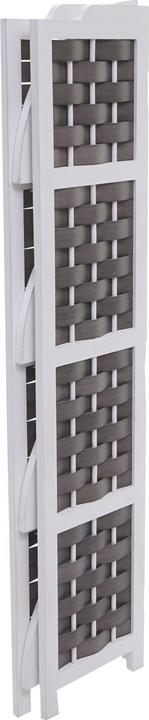 Image du produit Mendler Etagère d'angle HWC-K85, pliable 4 étagères, bois 110cm - blanc, tressage anthracite (110 x 28 x 28 cm)