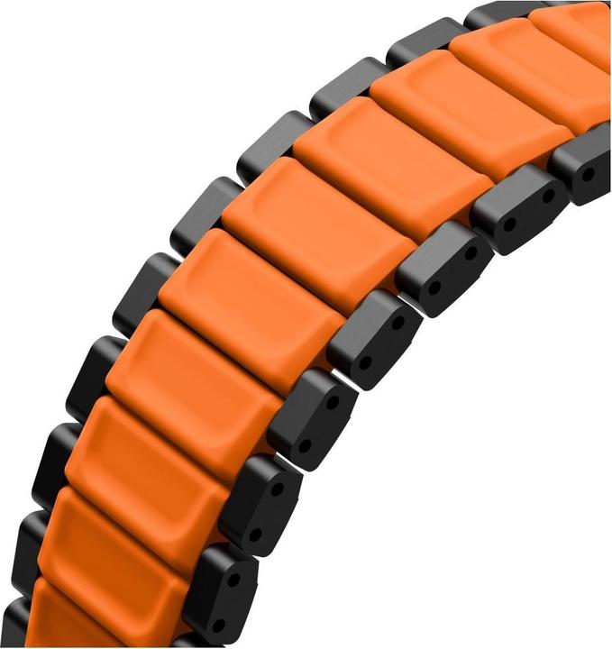 Actual product image Uniq Strova Flex Strap for Apple Watch 44/45/46/49mm Black Orange (Silicone, Stainless steel)