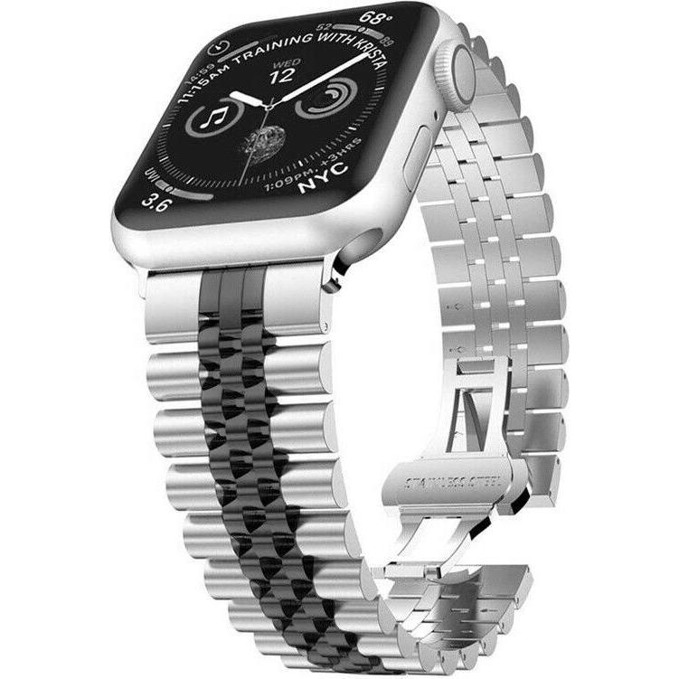 Strap-it Stahlband (Edelstahl, Apple Watch), Uhrenarmband, Schwarz, Silber, Mehrfarbig