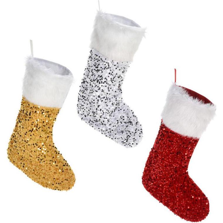 Weihnachtsdeko, Weihnachtsstrumpf mit Pailletten