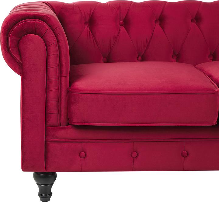 Produktbild Beliani Sofa Set Samtstoff dunkelrot 4-Sitzer CHESTERFIELD (Chesterfield)
