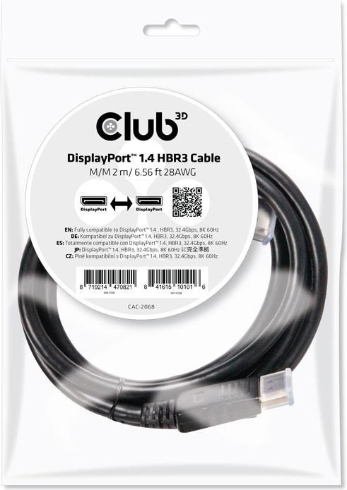 Image du produit Club 3D DisplayPort — DisplayPort (2 m, DisplayPort, 1.4)