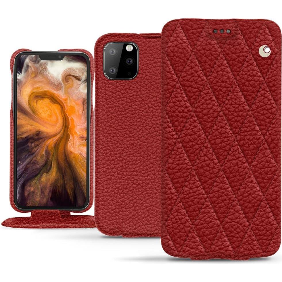 Noreve Lederschutzhülle vertikal (Apple iPhone 11 Pro Max), Smartphone Hülle, Rot