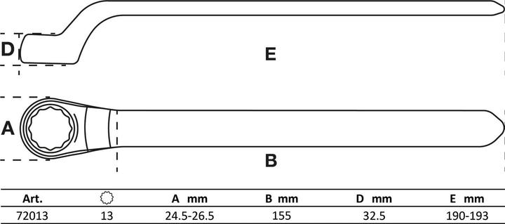 Actual product image BGS VDE Single End Ring Spanner deep offset end 13 mm (13 mm)