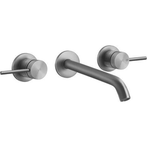 Gessi, Badarmatur, 316 Trame Fertigmontageset für 2-Griff-Waschtisch-Wand-Armatur, fester Auslauf, ohne Ablaufga