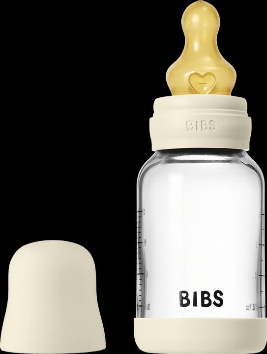 Actual product image Bibs - Glass Baby Bottle Round Latex Slow Flow - Ivory - 120 ml (120 ml)