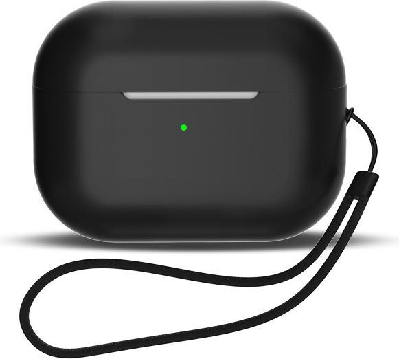 Actual product image Hurtel Silicone case for AirPods 3 + wrist strap lanyard - black (Headphone sleeve)