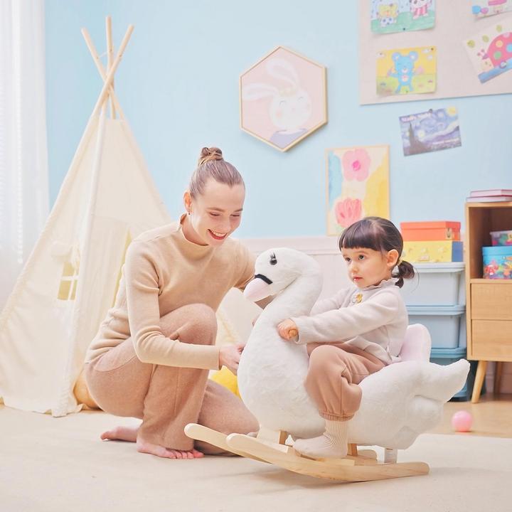 Actual product image Homcom Swan rocking horse with music