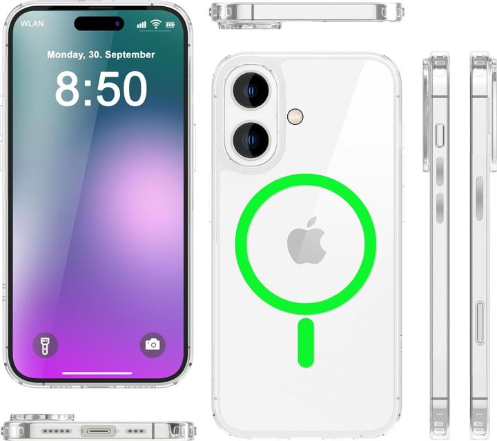 Immagine prodotto Nalia Custodia rigida trasparente, l'anello MagSafe si illumina al buio (Apple iPhone 16)