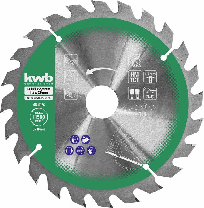 Produktbild kwb 584795 Kreissägeblatt-Set 165 x 16 mm 1 St.