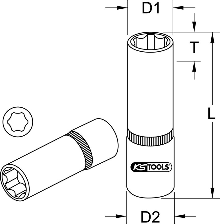 Produktbild KS Tools 3/8" Stecknuss lang (17 mm)