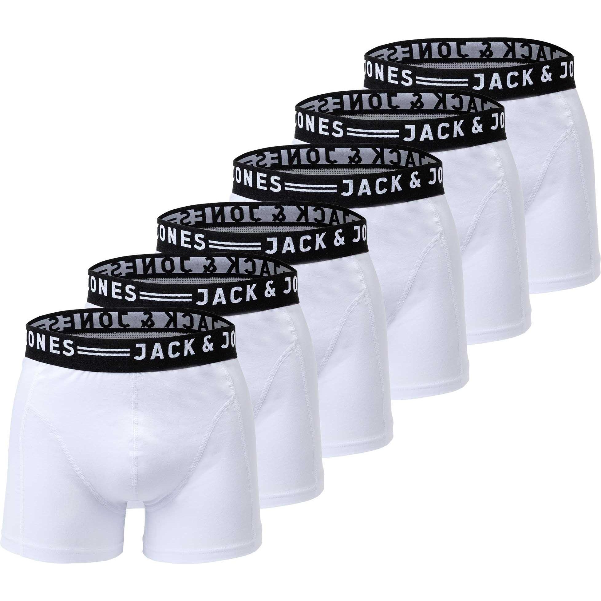 Jack & Jones, Herren, Unterhosen, Boxershort Casual Stretch, Weiss, (L, 6er Pack)