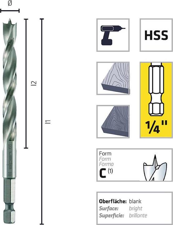 Actual product image Alpen Wood drill (8 millimetres)
