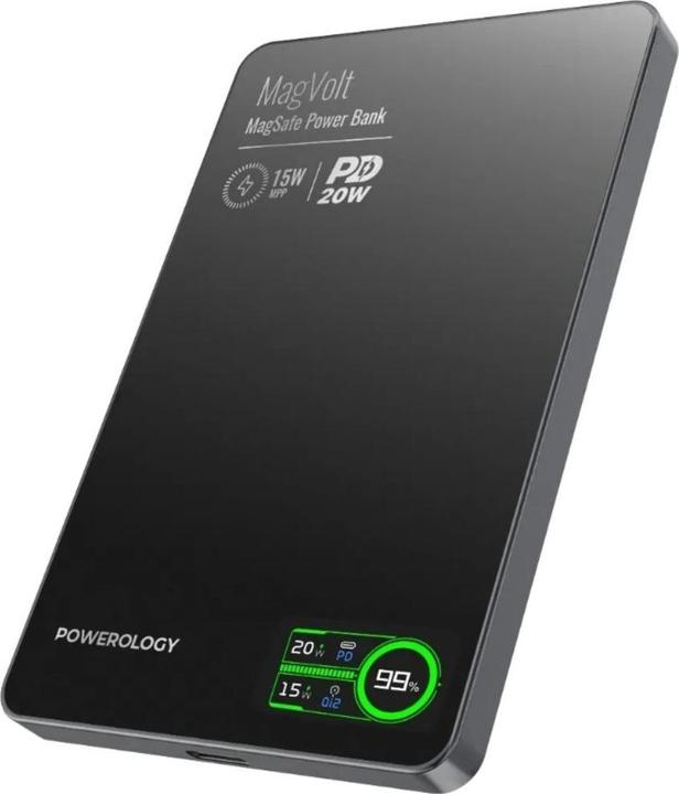 Actual product image Powerology Magvolt 10000 mAh Magsafe, Airpod, Watch mit Display Schwarz (10000 mAh)