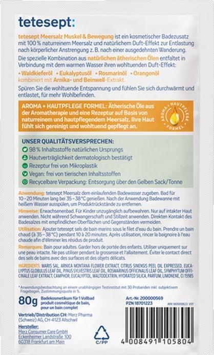 Produktbild Tetesept Meeressalz Muskel & Bewegung 80g (Badesalz)