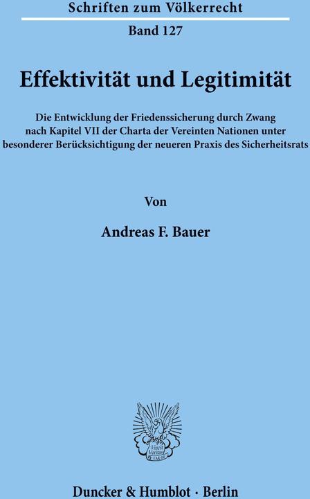 Produktbild Effektivität und Legitimität (Deutsch, Andreas F. Bauer, 1996)