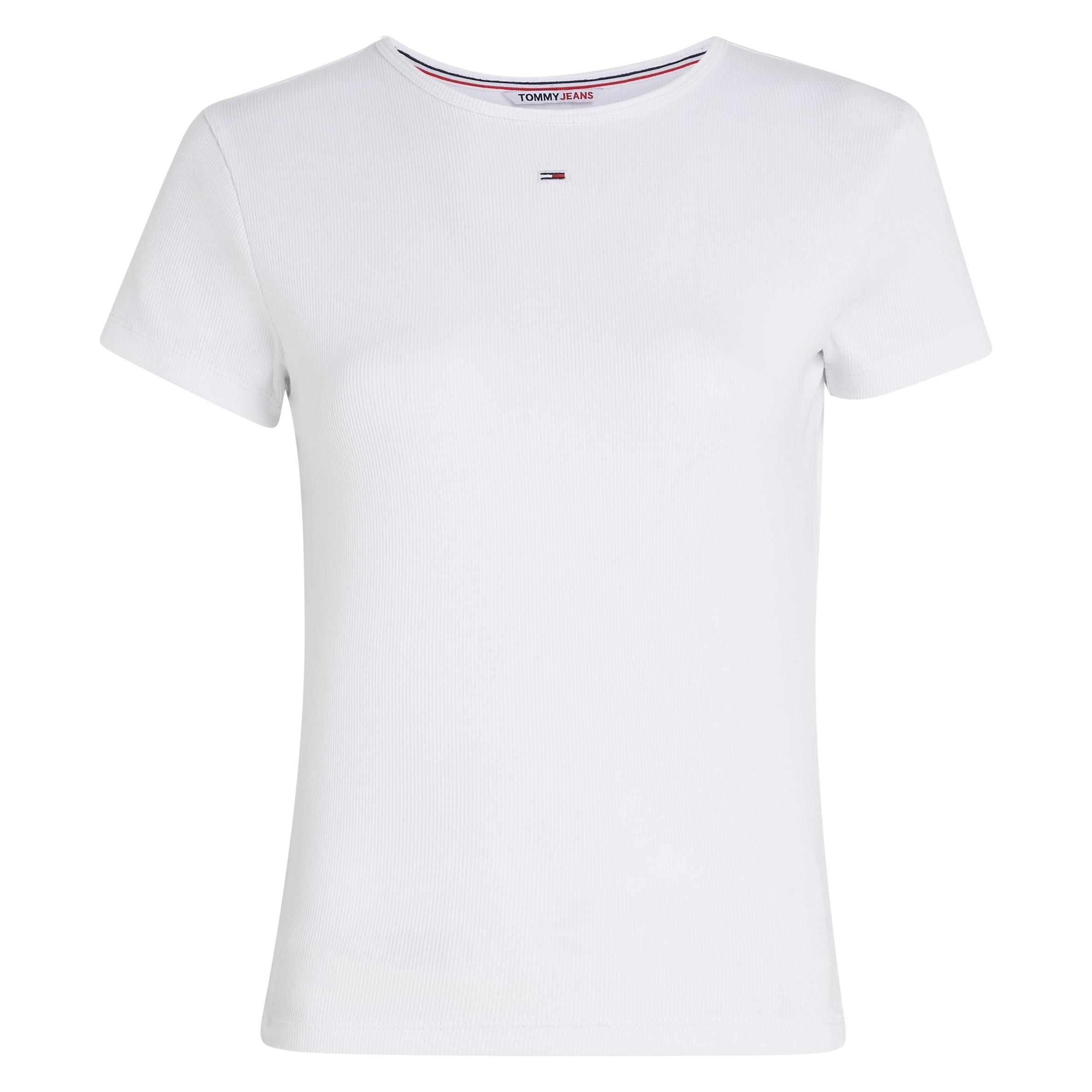 Tommy Hilfiger, Damen, Shirts, Tjw Bby Essential Rib Ss, Weiss, (Xs)
