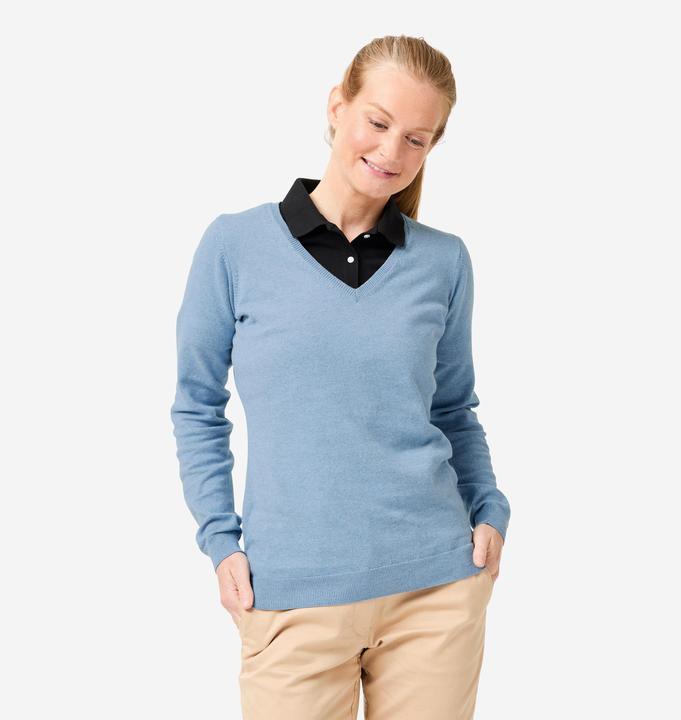 Actual product image Inesis Damen Golfpullover aus Baumwolle mit V-Ausschnitt - MW100 hellblau (XL)