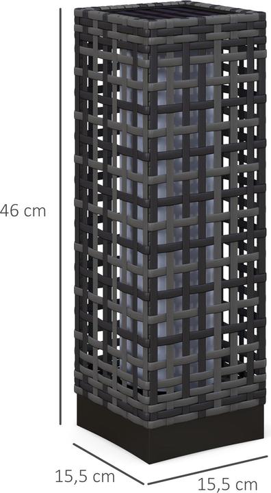 Produktbild Outsunny Rattan Solarleuchte Stahl, PE Rattan Grau (IP44)