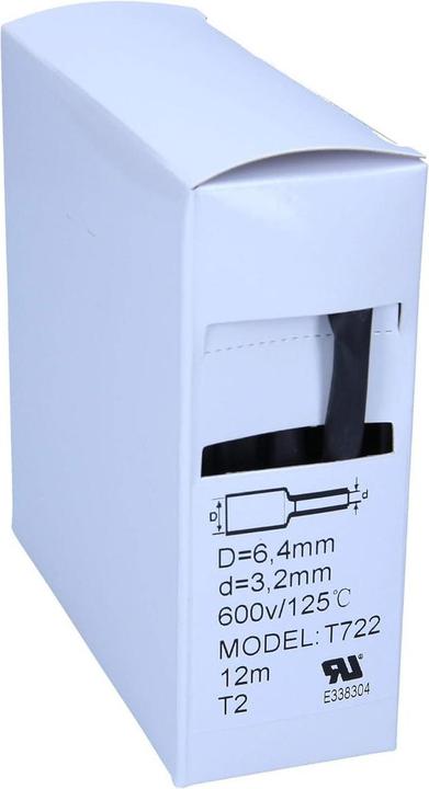 Actual product image Kalitec 12m heat shrink tubing black from 6.4mm to 3.2mm I 2:1 I Industrial quality from German dealer (1 x)