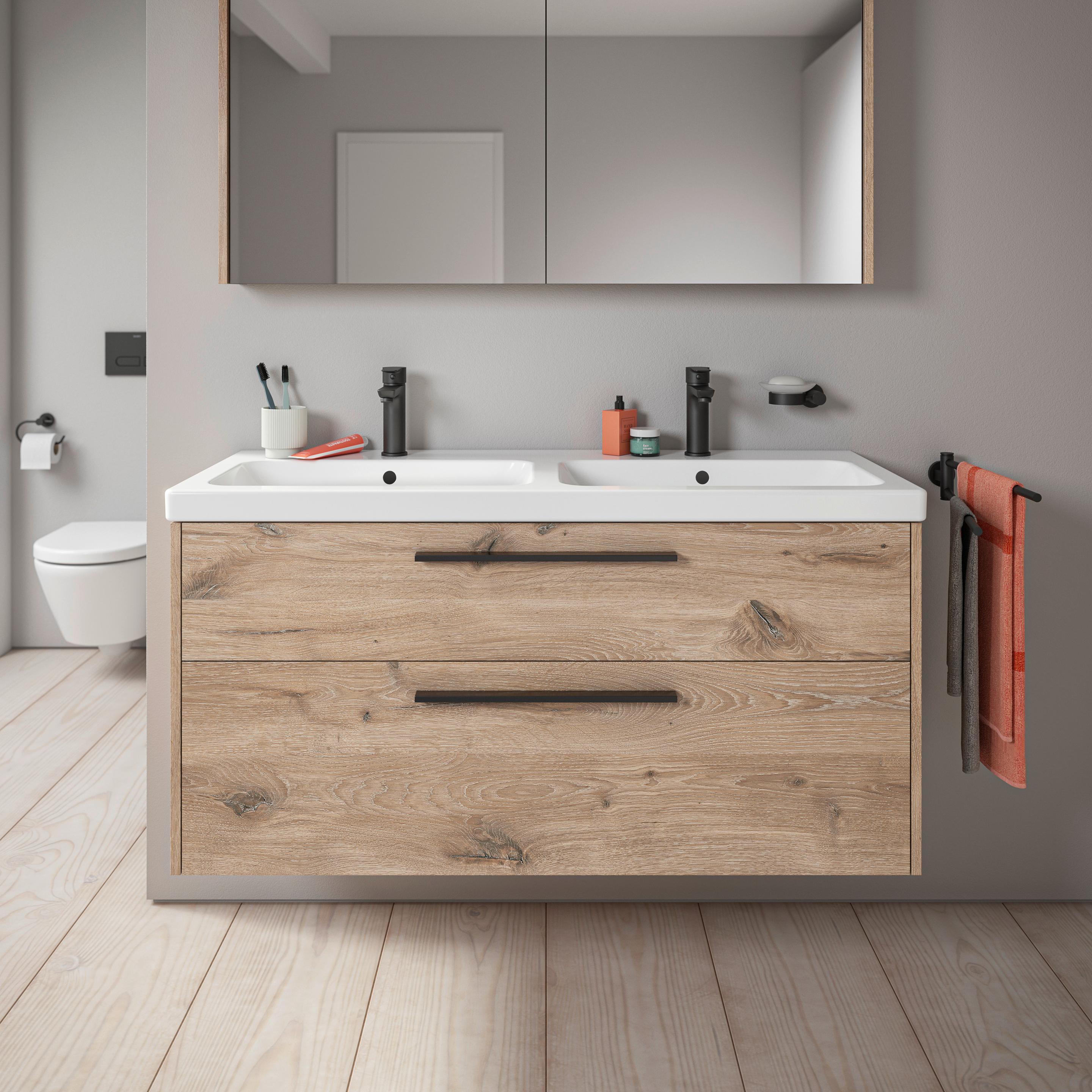 Thumbnail - Duravit, Waschbeckenunterschrank, D-Code Waschtischunterbau, 1 Auszug, 1184x460mm, Siphonausschnitt, mit Griff