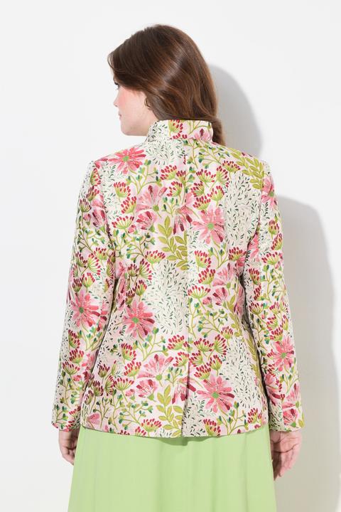 Image du produit Ulla Popken Veste en jacquard à fleurs, col montant, doublure intégrale (48)