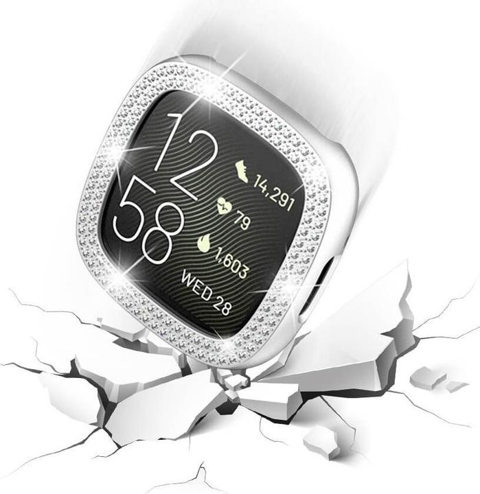 Produktbild Cover-Discount Fitbit Versa 4 / Sense 2 - Glitzer Strass Schutz Case silber
