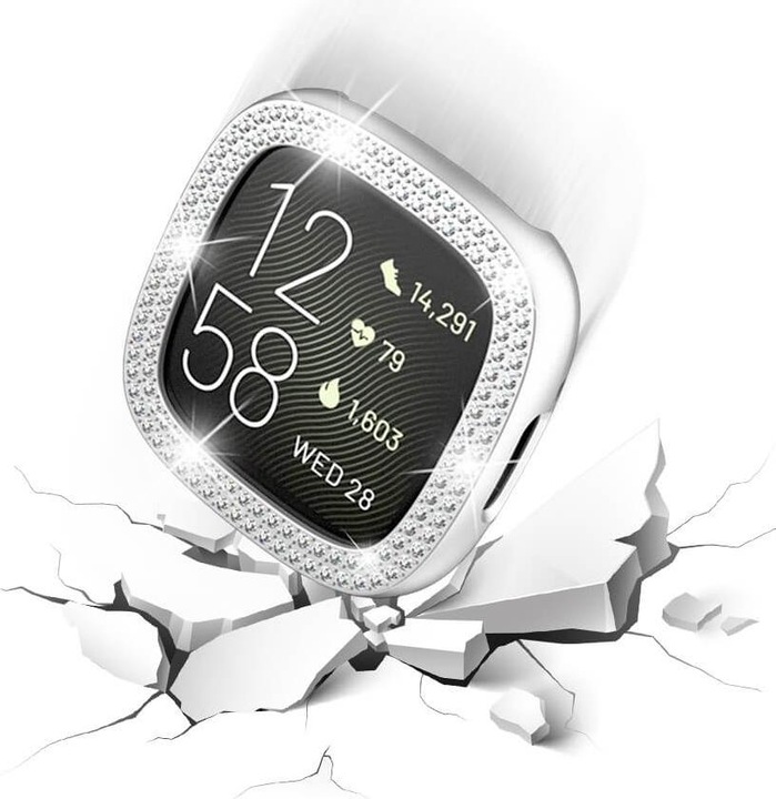 Immagine prodotto Cover-Discount Fitbit Versa 4 / Sense 2 - Custodia protettiva con strass glitterati argento