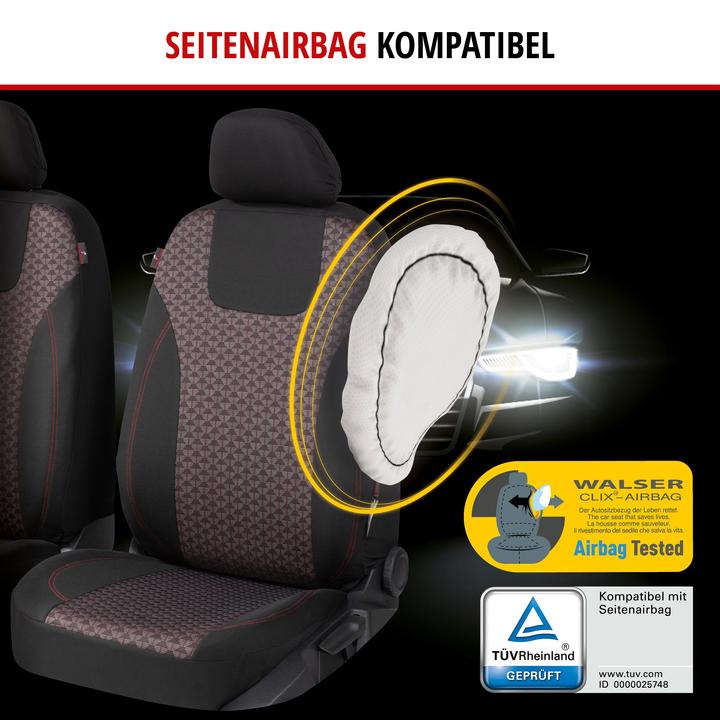 Actual product image Walser Premium car seat covers Redring for two front seats with black/red