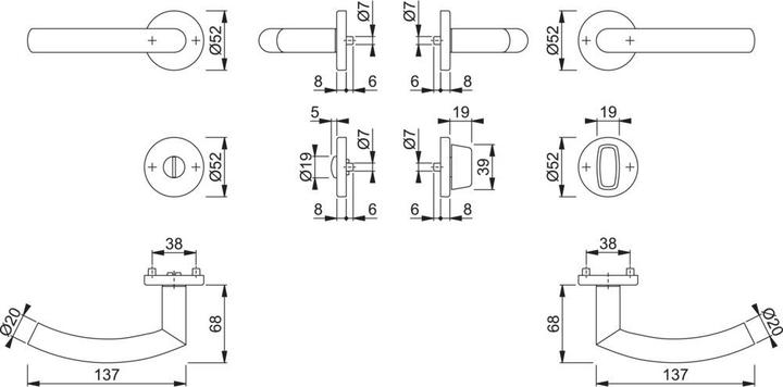 Actual product image Hoppe Rosetten-Drückergarnitur F69 Bad SK / OL (Door handle)