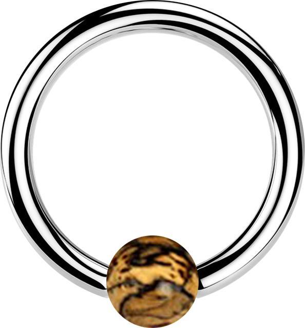 Immagine prodotto Star Piercing Anello con chiusura a micropalla in argento e luce a sfera in legno di tamarindo (senza ottone, Organico, Acciaio chirurgico 316L)