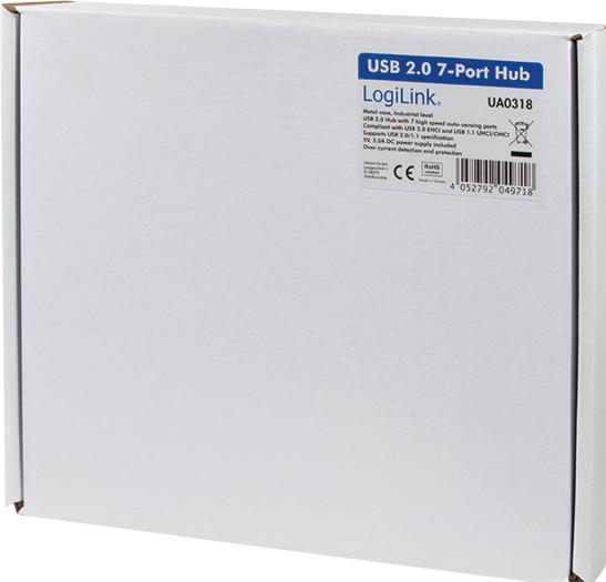 Actual product image LogiLink USB 2.0 hub, 7 ports, industrial version (USB-A, 7 ports)