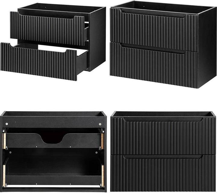 Produktbild En.Casa Waschtischunterschrank Skelbolu 160x60x40 cm Schwarz/Eiche