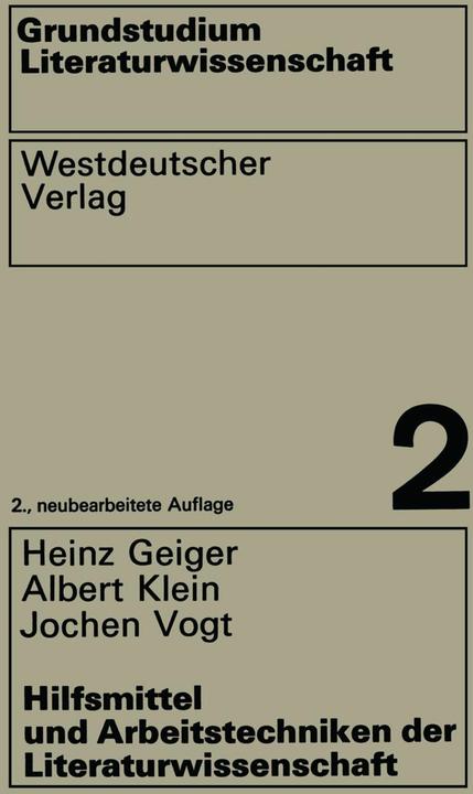 Produktbild Hilfsmittel und Arbeitstechniken der Literaturwissenschaft (Deutsch, Heinz Geiger, 1976)
