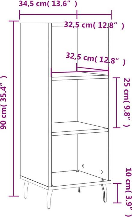 Produktbild vidaXL Sideboard (34.50 x 32.50 x 90 cm)