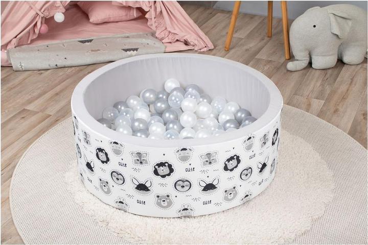 Immagine prodotto Knorrtoys Bällebad soft - "Cute Animals" - 150 balls grey/white/transparent (ca. 7 cm)