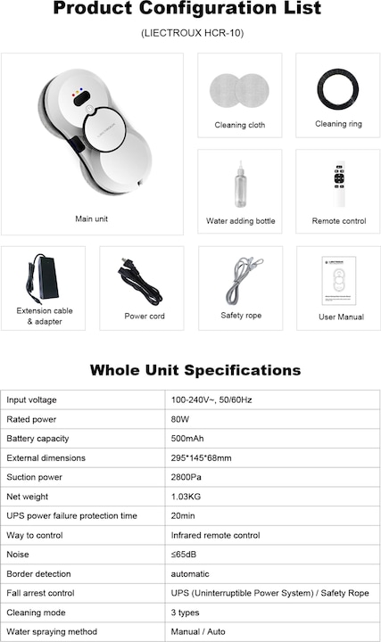 Actual product image Liectroux HCR-10