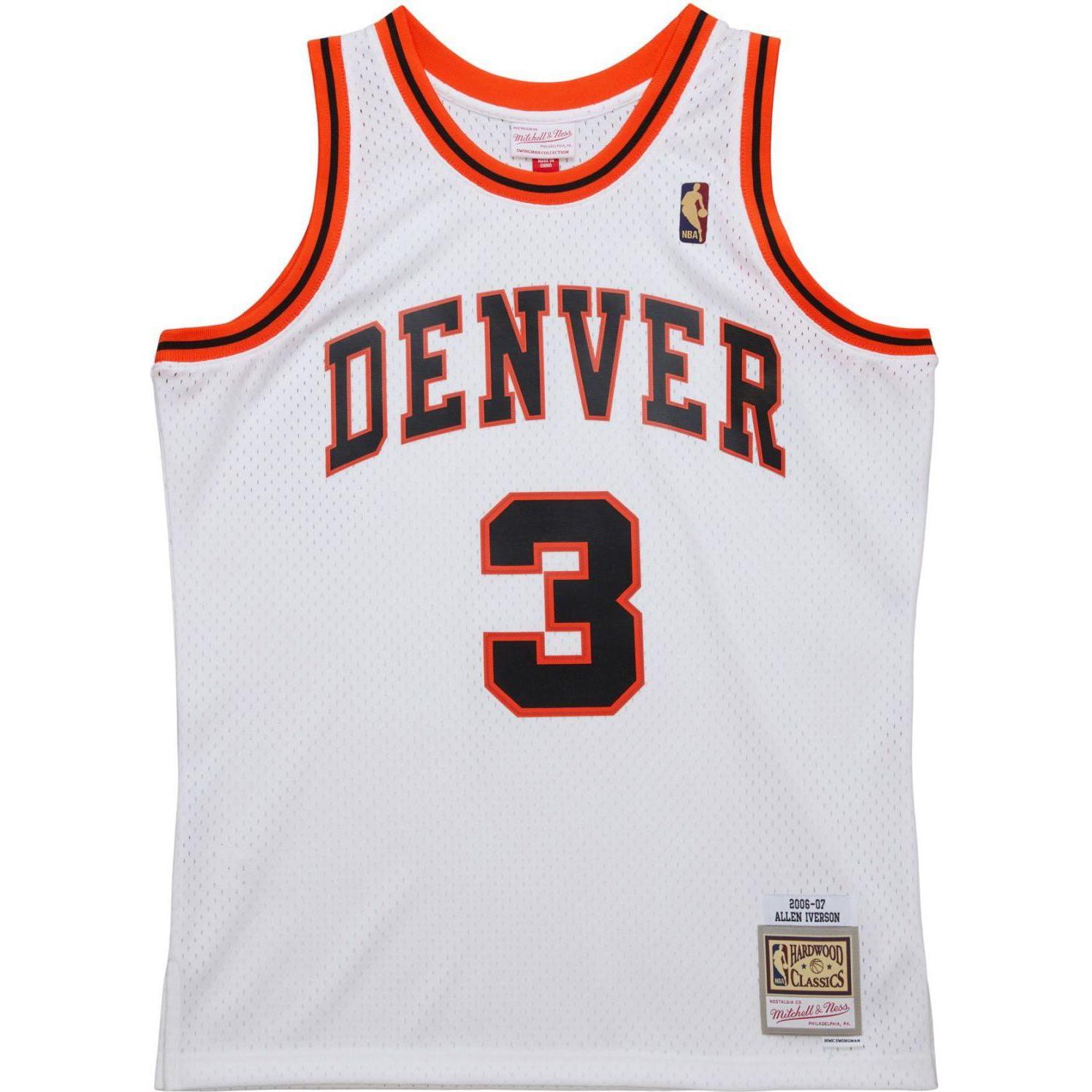 Mitchell & Ness, Herren, Sportshirt, Swingman Mesh Jersey Denver Nuggets 2006-07 Iverson - S (S), Weiss, S