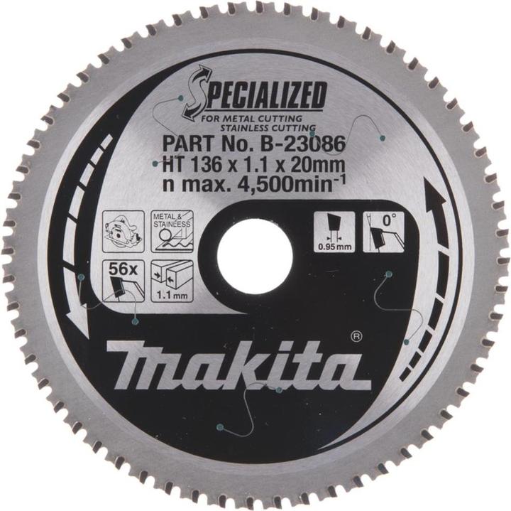 Immagine prodotto Makita TCT Pjūklas SPECIALIZED 136X1.1X20mm 0° T56B-23086