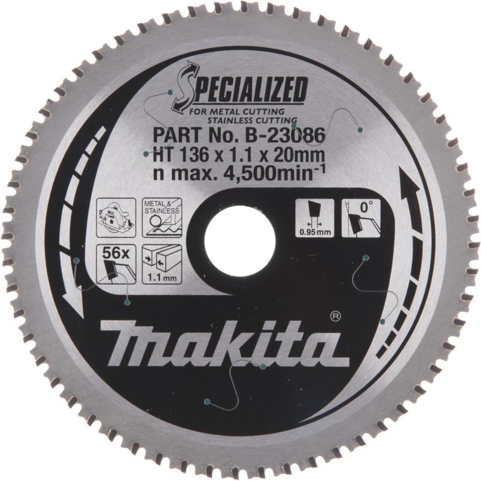 Thumbnail - Makita, Sägeblatt, TCT Pjūklas SPECIALIZED 136X1.1X20mm 0° T56B-23086