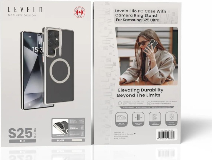 Produktbild Levelo Elio Case For Samsung S25 Ultra - Silver (Samsung Galaxy S25 Ultra)