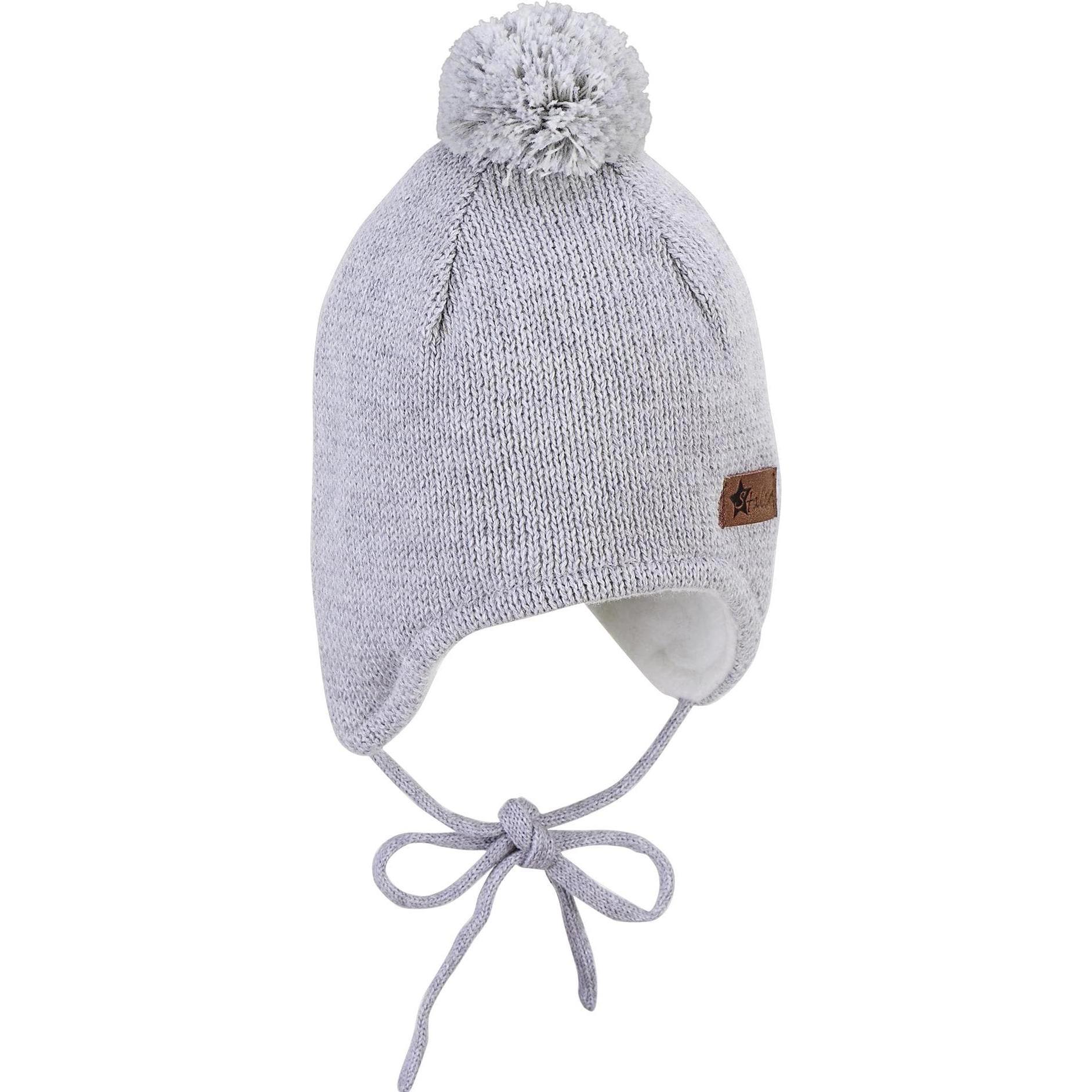 Sterntaler, Unisex, Mütze, Strickmütze Bommel Silber Melange Gr. 43, Silber, (43)