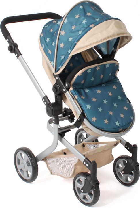 Actual product image Bayer Chic 2000® 2in1 Puppenwagen Mika – Sternchen beige-türkis – faltbar – höhenverstellbarer Griff