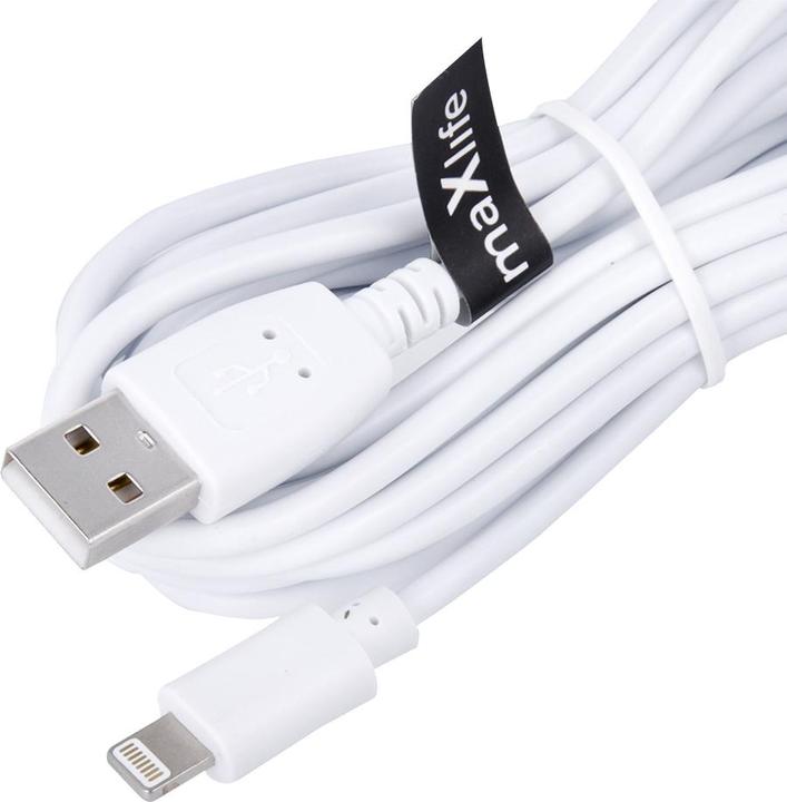 Produktbild Maxlife Kabel USB - Lightning 3,0 m 2A weiss (3 m, 10 W)