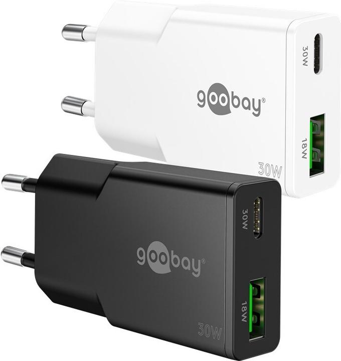 Goobay USB-C PD GaN Dual-Schnellladegerät Slim 30 W (30 W)