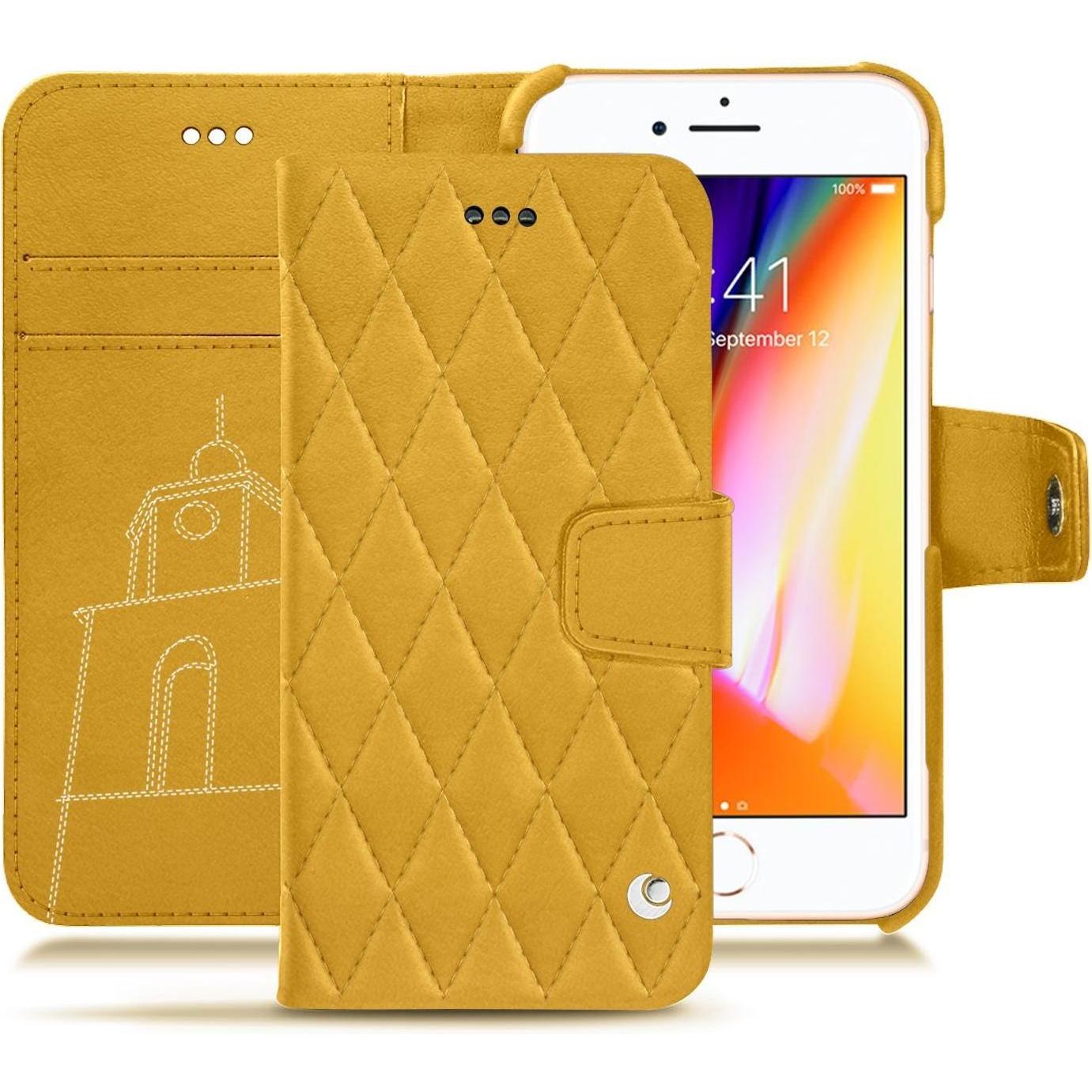 Noreve Lederschutzhülle Wallet (Apple iPhone 8), Smartphone Hülle, Orange